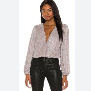Astr Metallic Blouse in Silver